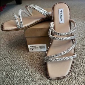 Steve Madden Starrie Rhinestones women’s sz 9.5 sandals NEW & box